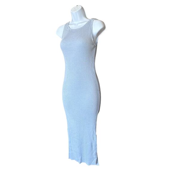 AYNI Milda Midi Ribbed Tank Dress Pastel Blue XS Bodycon Slit Designer $243 NEW - Picture 5 of 10